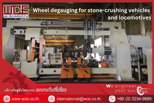 Wheel degauging for stone-crushing vehicles and locomotives
