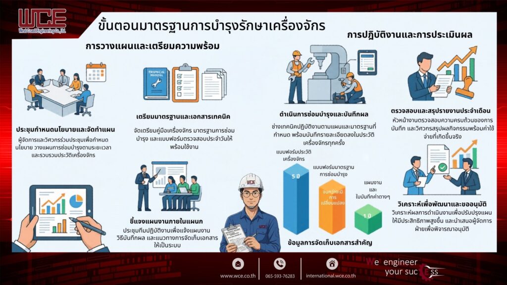 Infographic: ขั้นตอนมาตรฐานการบำรุงรักษาเครื่องจักร | West Coast Engineering Co., Ltd.