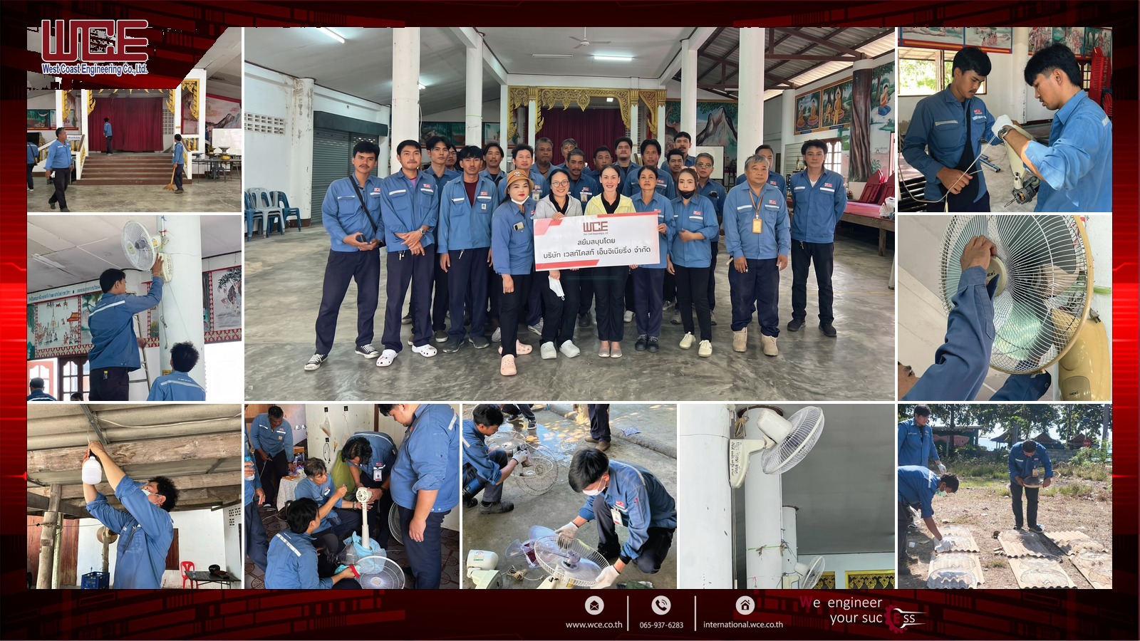 WCE employee volunteers cleaning and improving community spaces at Wat Bo Thonglang, Bang Saphan, Prachuap Khiri Khan